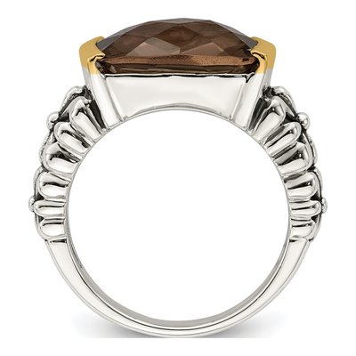 Sterling Silver & 14K Gold Smoky Quartz Ring – view 3