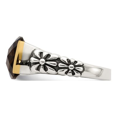 Sterling Silver & 14K Gold Smoky Quartz Ring – view 4