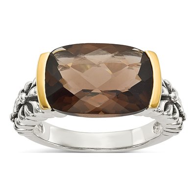 Sterling Silver & 14K Gold Smoky Quartz Ring