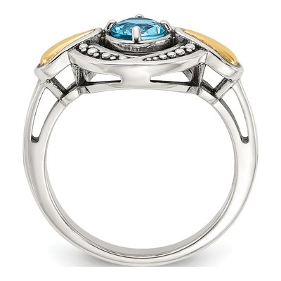 Sterling Silver & 14K Gold Swiss Blue Topaz Ring – view 2