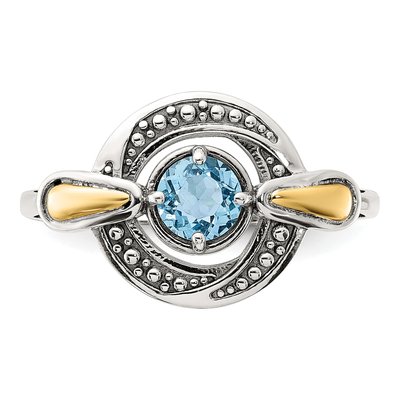 Sterling Silver & 14K Gold Swiss Blue Topaz Ring – view 4