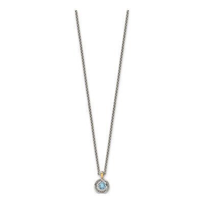 Sterling Silver & 14K Gold Swiss Blue Topaz Pendant Necklace – view 2