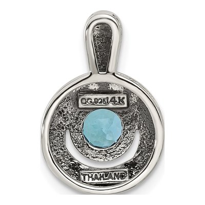 Sterling Silver & 14K Gold Swiss Blue Topaz Pendant Necklace – view 3