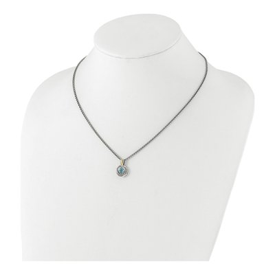 Sterling Silver & 14K Gold Swiss Blue Topaz Pendant Necklace – view 4