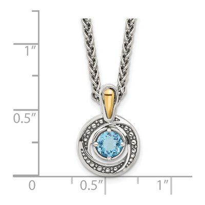 Sterling Silver & 14K Gold Swiss Blue Topaz Pendant Necklace – view 5