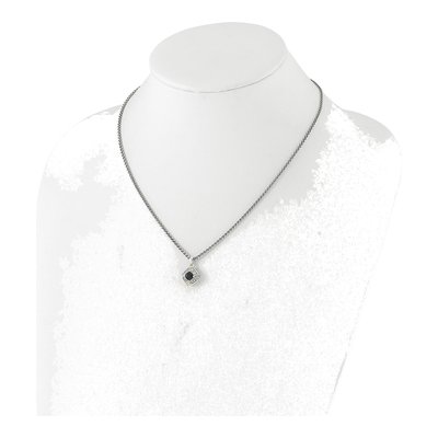 Sterling Silver & 14K Gold Onyx & Swiss Blue Topaz Pendant Necklace – view 4