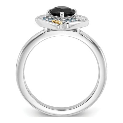 Sterling Silver & 14K Gold Onyx & Swiss Blue Topaz Ring – view 2