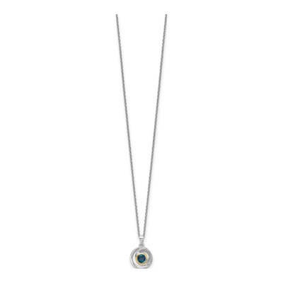Sterling Silver & 14K Gold London Blue Topaz Pendant Necklace – view 2