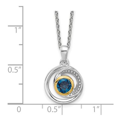 Sterling Silver & 14K Gold London Blue Topaz Pendant Necklace – view 3