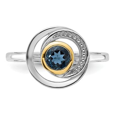 Sterling Silver & 14K Gold London Blue Topaz Ring – view 4