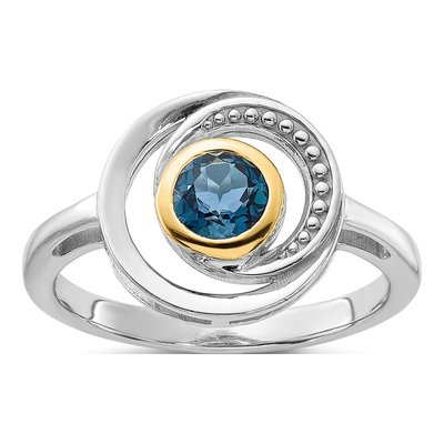 Sterling Silver & 14K Gold London Blue Topaz Ring