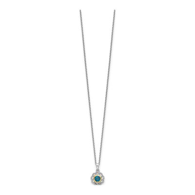 Sterling Silver & 14K Gold London Blue Topaz Pendant Necklace – view 2