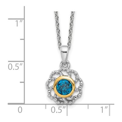 Sterling Silver & 14K Gold London Blue Topaz Pendant Necklace – view 5