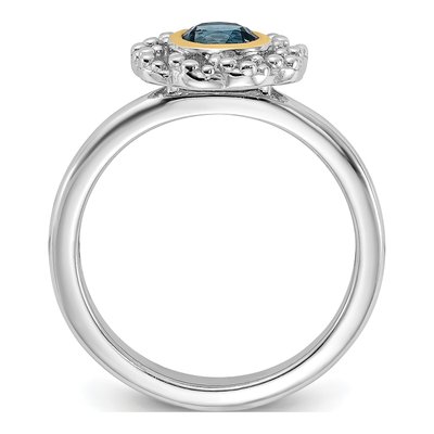 Sterling Silver & 14K Gold London Blue Topaz Ring – view 2