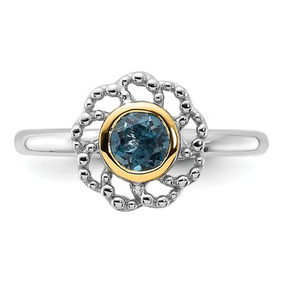 Sterling Silver & 14K Gold London Blue Topaz Ring – view 4