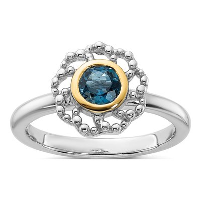 Sterling Silver & 14K Gold London Blue Topaz Ring