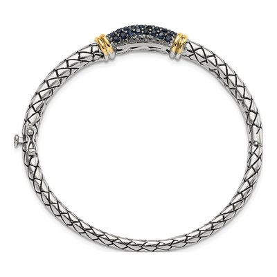 Sterling Silver & 14K Gold Sapphire Bangle Bracelet – view 2