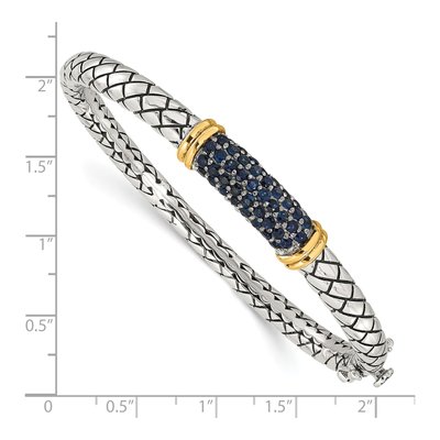 Sterling Silver & 14K Gold Sapphire Bangle Bracelet – view 3