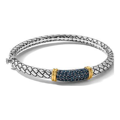 Sterling Silver & 14K Gold Sapphire Bangle Bracelet – view 5