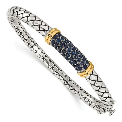 Sterling Silver & 14K Gold Sapphire Bangle Bracelet