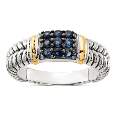 Sterling Silver & 14K Gold Sapphire Ring