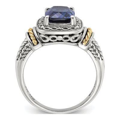 Sterling Silver & 14K Gold Lab-Created Sapphire Ring – view 2