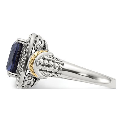 Sterling Silver & 14K Gold Lab-Created Sapphire Ring – view 3