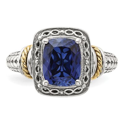 Sterling Silver & 14K Gold Lab-Created Sapphire Ring – view 4