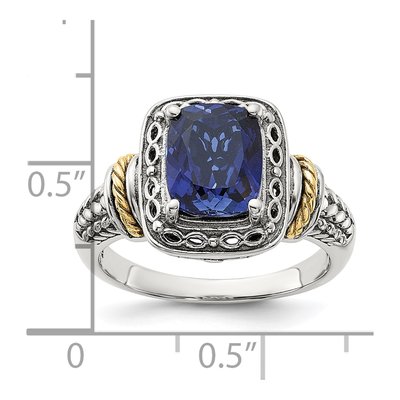 Sterling Silver & 14K Gold Lab-Created Sapphire Ring – view 5