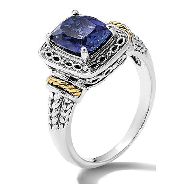 Sterling Silver & 14K Gold Lab-Created Sapphire Ring – view 7
