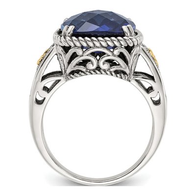 Sterling Silver & 14K Gold Lab-Created Sapphire Ring – view 2