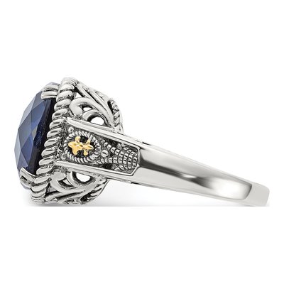Sterling Silver & 14K Gold Lab-Created Sapphire Ring – view 3