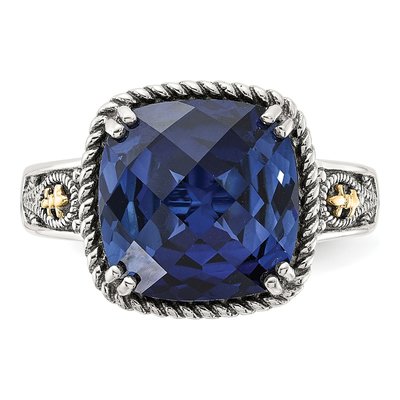 Sterling Silver & 14K Gold Lab-Created Sapphire Ring – view 4