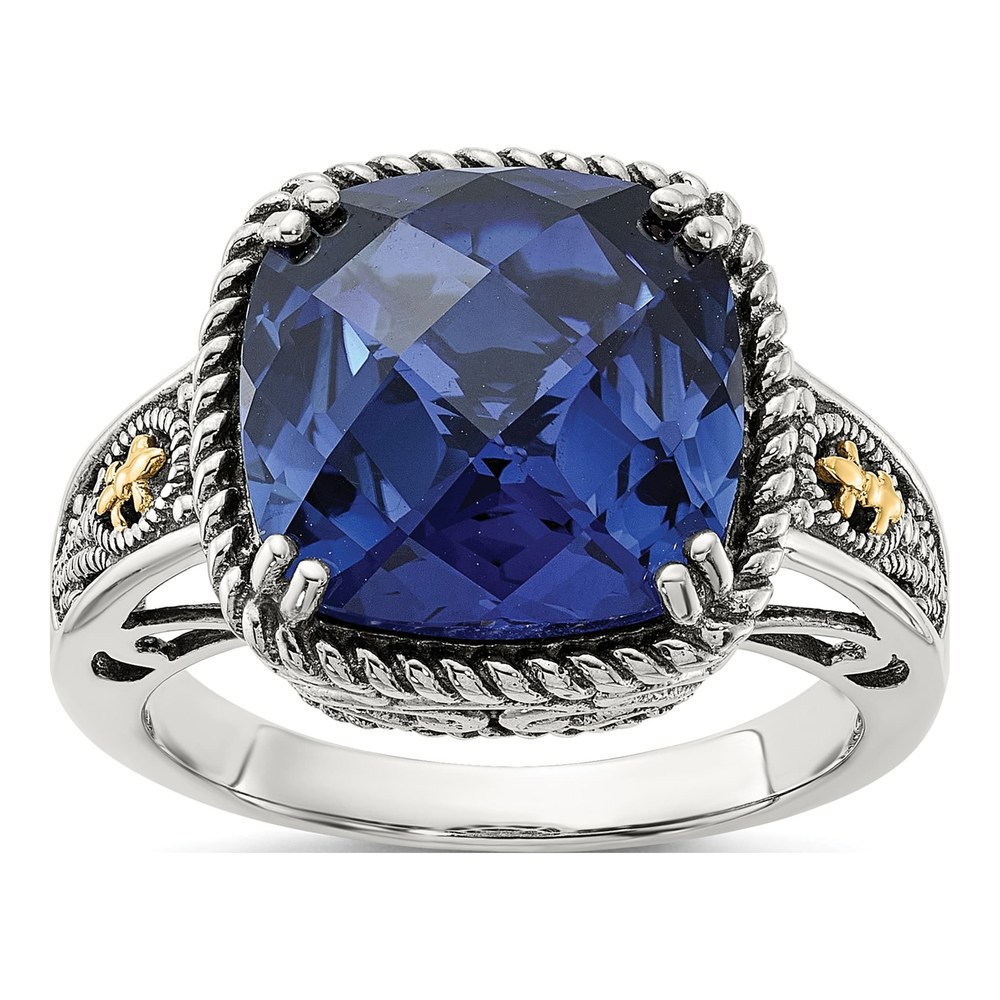 Sterling Silver & 14K Gold Lab-Created Sapphire Ring