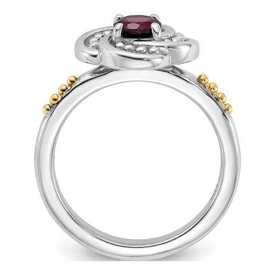Sterling Silver & 14K Gold Garnet Ring – view 2
