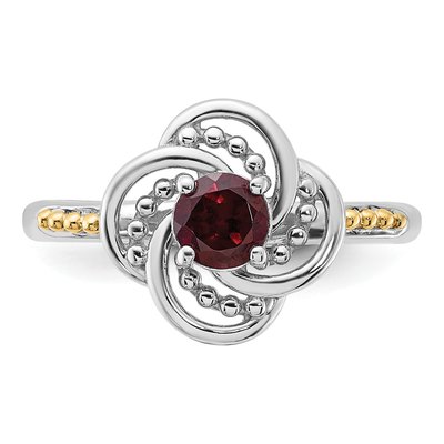 Sterling Silver & 14K Gold Garnet Ring – view 4