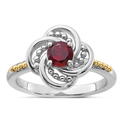 Sterling Silver & 14K Gold Garnet Ring