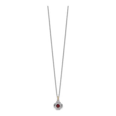 Sterling Silver & 14K Gold Garnet Pendant Necklace – view 2