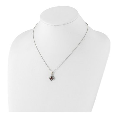 Sterling Silver & 14K Gold Garnet Pendant Necklace – view 4