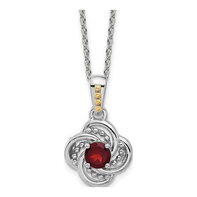 Sterling Silver & 14K Gold Garnet Pendant Necklace