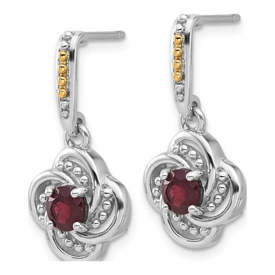 Sterling Silver & 14K Gold Garnet Dangle Earrings – view 2