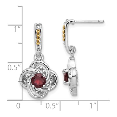 Sterling Silver & 14K Gold Garnet Dangle Earrings – view 4
