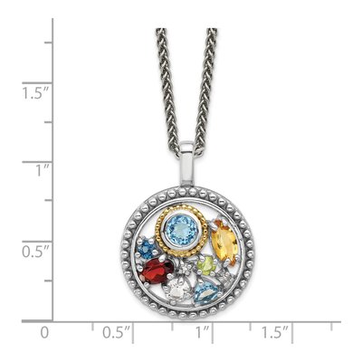 Sterling Silver & 14K Gold Citrine & Swiss Blue Topaz Multi-Gemstone Pendant Necklace – view 3