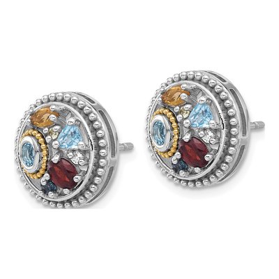 Multi-Gem Button Earrings – view 2