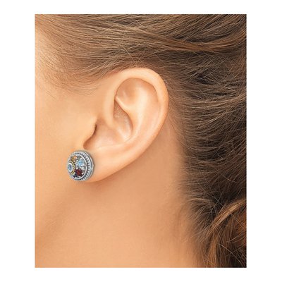 Multi-Gem Button Earrings – view 3