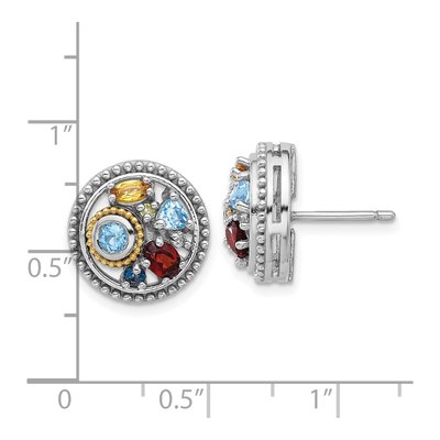 Multi-Gem Button Earrings – view 4