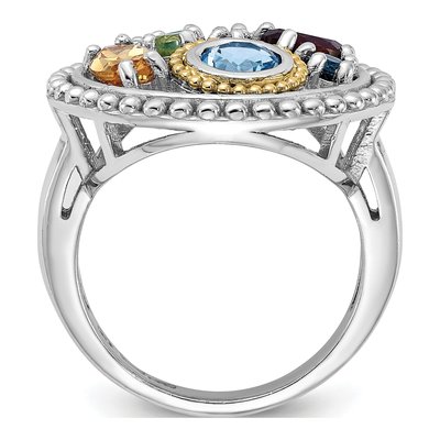 Sterling Silver & 14K Gold Citrine & Swiss Blue Topaz Multi-Gemstone Ring – view 2
