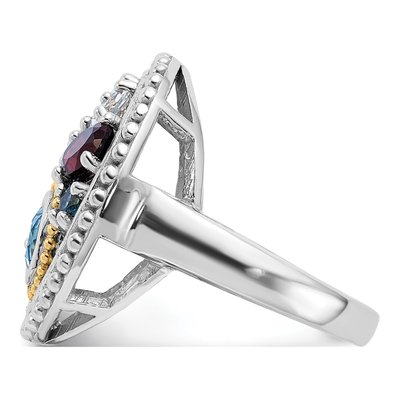Sterling Silver & 14K Gold Citrine & Swiss Blue Topaz Multi-Gemstone Ring – view 3