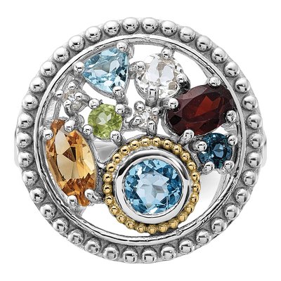 Sterling Silver & 14K Gold Citrine & Swiss Blue Topaz Multi-Gemstone Ring – view 4