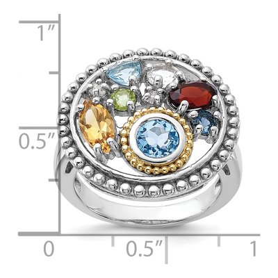 Sterling Silver & 14K Gold Citrine & Swiss Blue Topaz Multi-Gemstone Ring – view 5